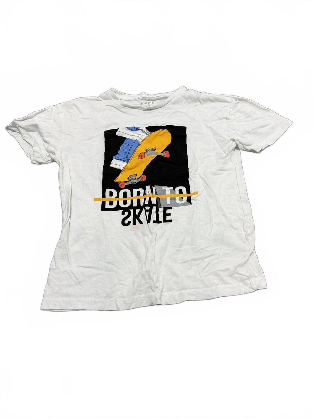 kidpik Boys Large Graphic Tee Skateboard White